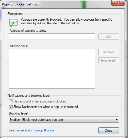 How To Stop Popups In Windows Vista