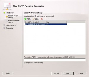 specify ip address of receive connector