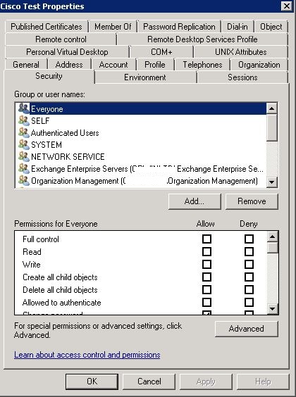 user advanced security settings