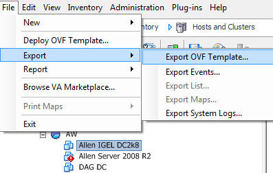 export a virtual machine as an OVF