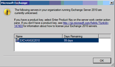 Install Exchange 2010 license