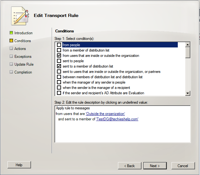 stop users reciveing external mail exchange 2010