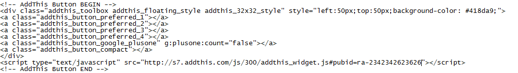 addthis code to float in wordpress