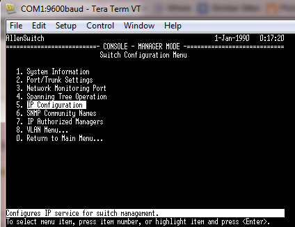 procurve ip configuration