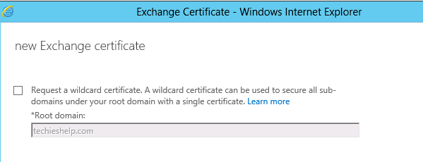 Exchange 2013 wildcard certificate