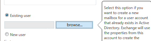 add mailbox to existing user exchange 2013