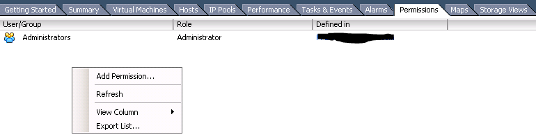add permissions to vsphere