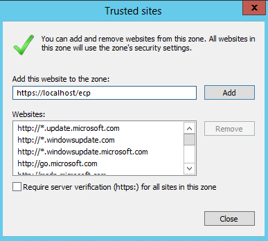 enter trusted site IE 10