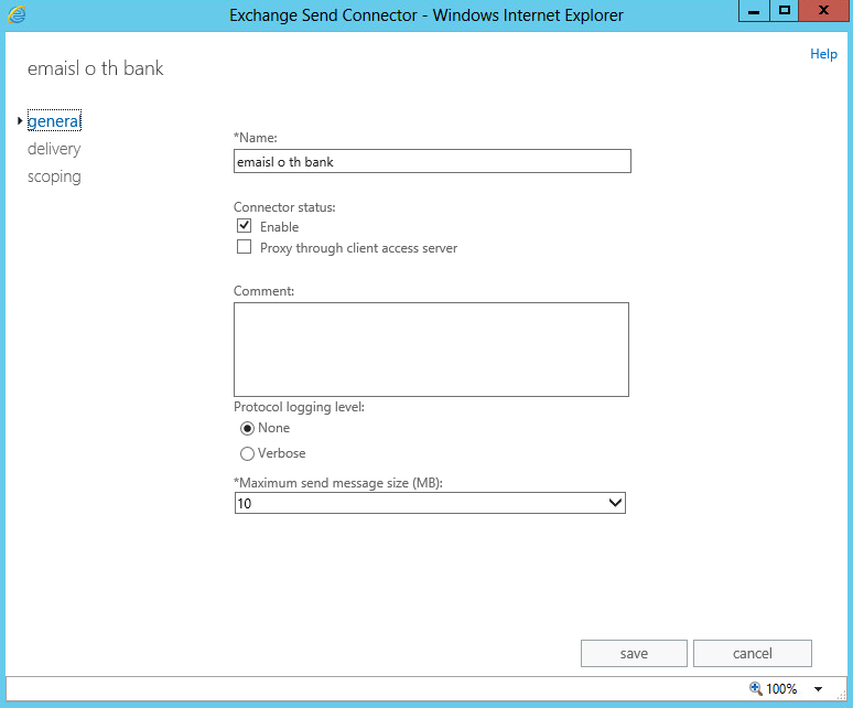 exchange 2013 send connector size