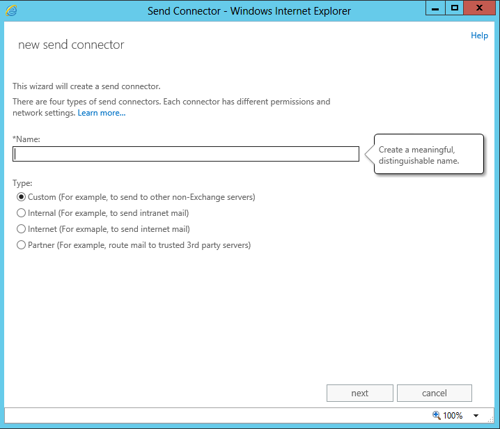 new exchange 2013 send connector