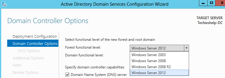 server 2012 functional level