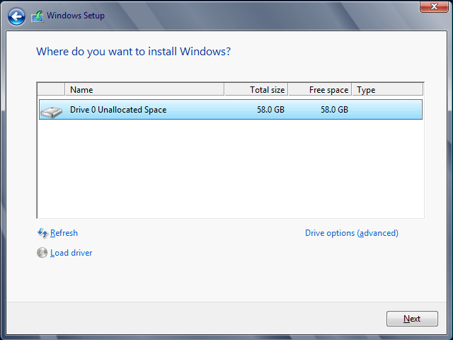 server 2012 select drive