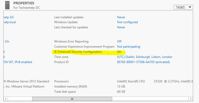 turn off server 2012 IE Enganced Security Configuration