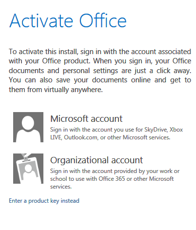 Activate office 2013 online