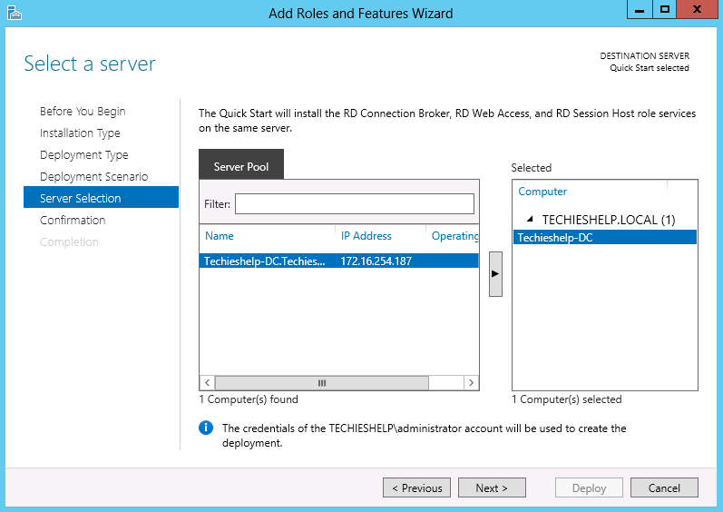 Remote desktop services pool