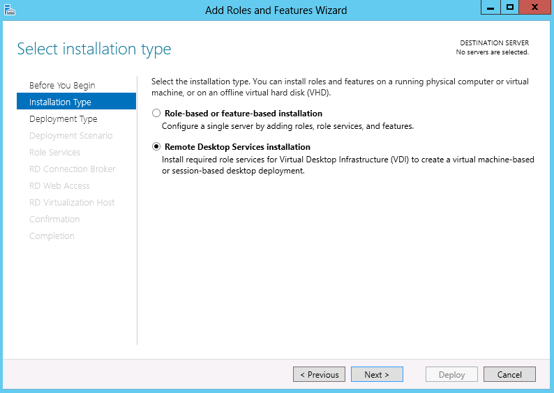 remote desktop services installation