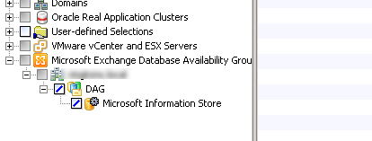 cannot expand dag in backup exec