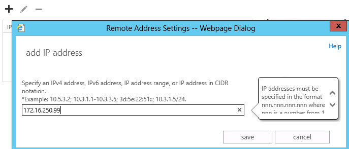 specify ip address of server to relay