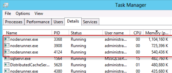 noderunner using lots of memory