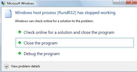 Windows Host Process (Rundll32) Not Responding