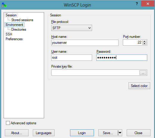 connect to ftp with winscp