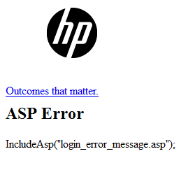 hp msm asp error login screen