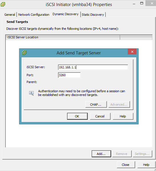 vmware add iscsi address