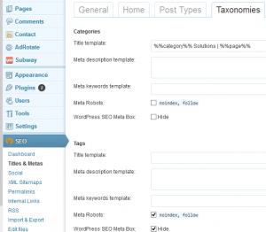 wordpress seo tags and categorys