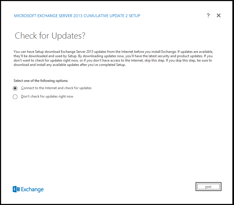 Exchange 2013 cu2 check for updates