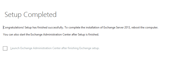 Exchange 2013 cu2 completed