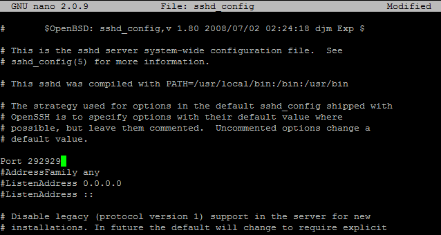 change ssh port in linux