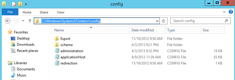 corrupt application host config server 2012