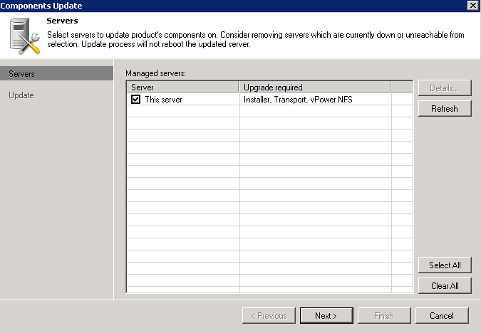 update veeam components