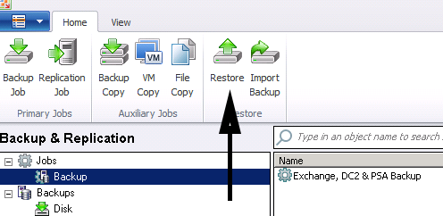 Restore Exchange in Veeam 7