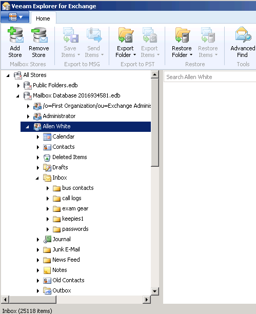 Veeam 7 Exchange explorer