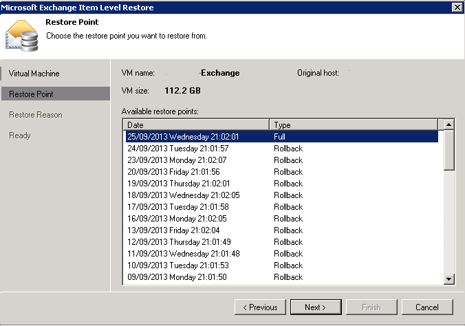 Veeam 7 select restore job