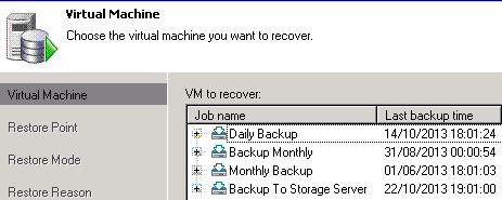 Veeam instant backup recovery jobs