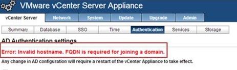 Error Invalid Hostname FQDN is required for joining domain