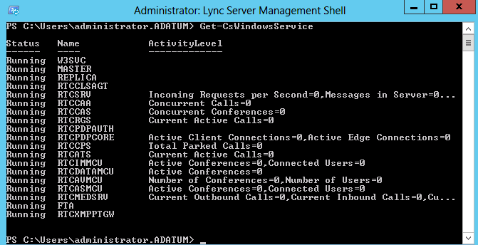 Lync 2013 check service status