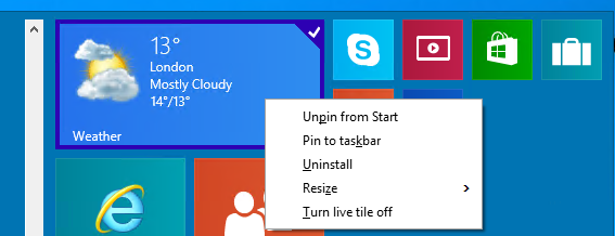 Delete Windows 10 Start Menu Tile