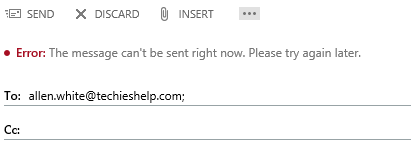 The error message cant be sent right now