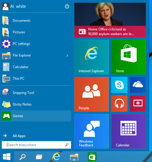 Windows 10 Start Menu