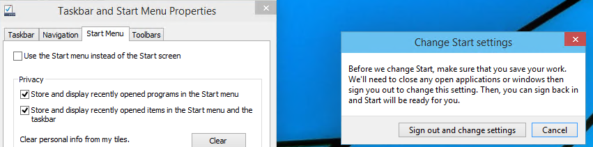 Windows 10 enable start screen