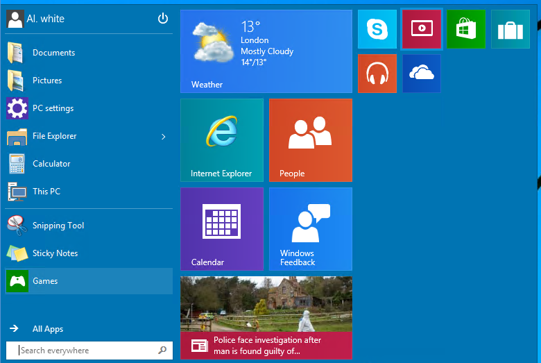 change location of windows 10 tiles