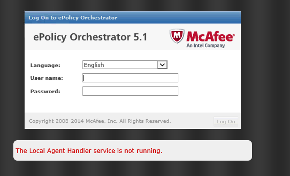 mcafee the local agent handler service is not running