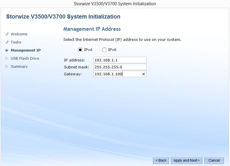 assign IP address to IBM storewize