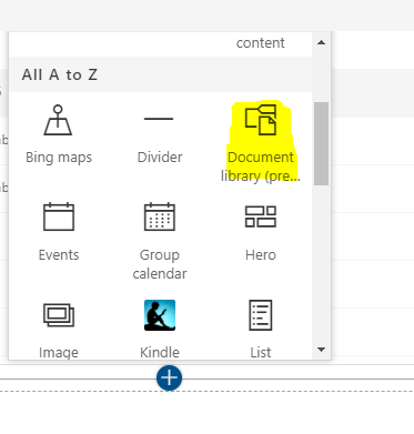 add document library to sharepoint page