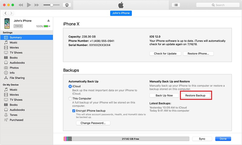 How to Recover Lost Data on iPhone/iPad during Upgrading to iOS 13 via iTunes - Step 2